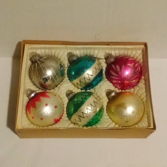 Sears Holiday Vintage Mercury Glass Christmas Tree Ornaments W